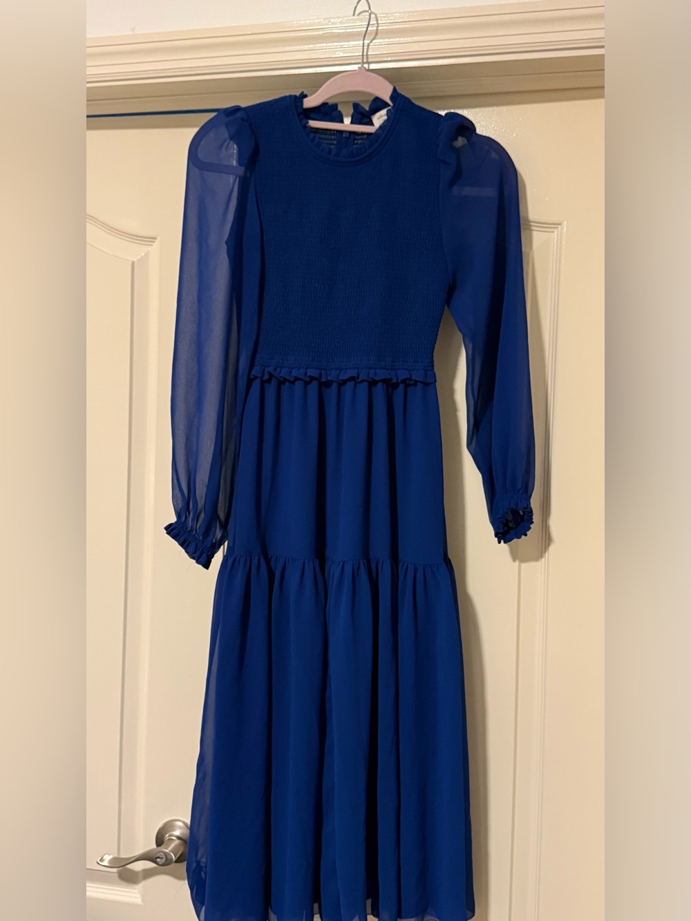 Wilfred Royal Blue Long Sleeve Tiered Dress
